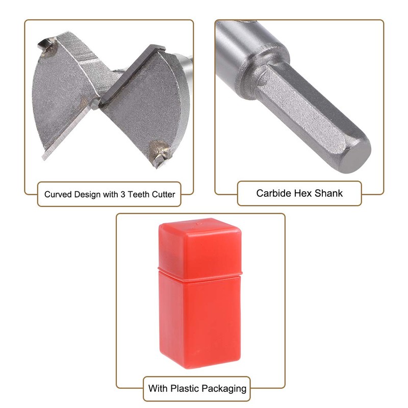 sourcing map Forstner Drill Bits 45mm, Tungsten Carbide Wood Hole