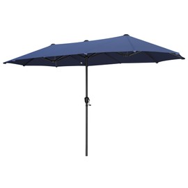 Sophia & William 13ft Large Patio Umbrella Outdoor Double-sided Rectangle Market Triple Umbrella Heavy Duty 99% UV Protection Fade Resistant for Pool Backyard Patio Table Navy Blue