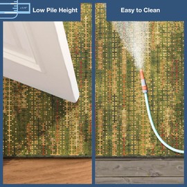 Liora Manne Marina Indoor/Outdoor Power Loomed Synthetic Blend Durable Area Rug - Contemporary Texture Global Colorful (Sienna Green) (6'6" x 9'4")