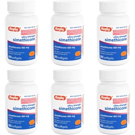 Rugby Ultra Strength Simethicone Gas Relief 180 mg - Maximum Gas Relief for Adults - May Help with Symptoms of Flatulence, Bloating, Gas Fullness - 60 Softgels (6 Pack)