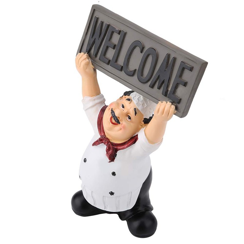 Resin Italian Cute Chef Restaurant Figurines Mini Statue Ornaments Welcome