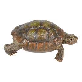Auspicious Fortune Charm Lifelike Green Brown Turtle Tortoise Small Figurine