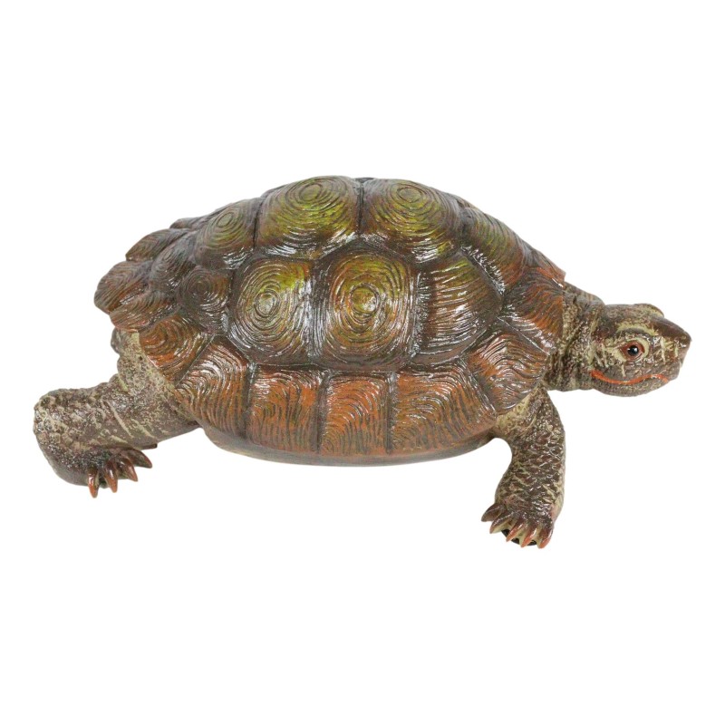 Auspicious Fortune Charm Lifelike Green Brown Turtle Tortoise Small Figurine