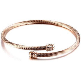 Jude Jewelers - Brazalete de acero inoxidable con cable abierto de alambre de tamaño ajustable