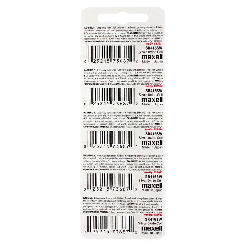 Maxell 337 SR416SW SB-A5 Silver Oxide Watch Battery 1.55v Blister