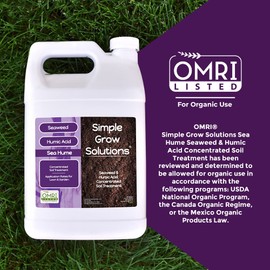 Sea Kelp for Lawn & Plants- OMRI Listed for Organic Use- Seaweed Soil Treatment for Turf Grass & Garden- Sea Hume- Simple Lawn Solutions (1 Gallon)