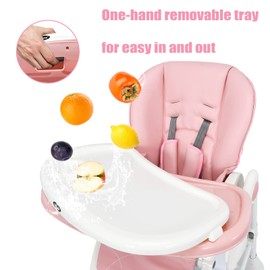 INFANS High Chair with One-Hand Removable Tray, 4 Lockable Wheels & Large Storage Basket - Multi-Adjustable Height, Recline & Footrest, Removable Cushion, Foldable for Baby, Infant& Toddler