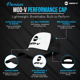 MOD-V Truckers Baseball Cap – Unisex Mesh Back Hat with Structured Front Panel, Adjustable Snapback Closure, Breathable Comfort, Classic Black and White Design (UK, Alpha, S, M, Black & White)