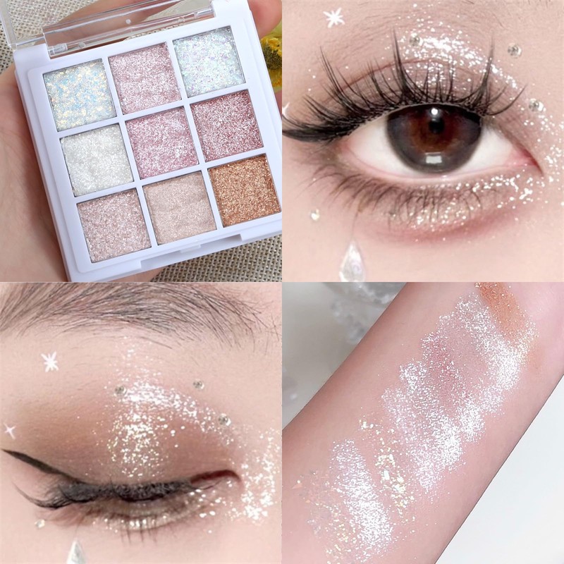 9 Colours Jutqut Glitter Eyeshadow Palette, Sparkling Eyeshadow Palette Shimmer,