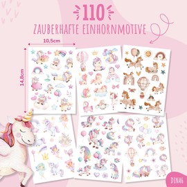 MeinBaby123 110 Skin-Friendly Children's Tattoos with Unicorns, Unicorn Tattoo, Children's Stick-On Tattoos for Girls, Gift for Girls, Vegan & Made in Germany (Unicorn & Fairy)