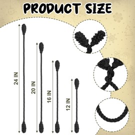 Vincreem 24 Pcs Christmas Garland Tie 4 Size Banister Twisted Ties Decorative Reusable and Flexible Twist Ties for Hang Garland, Lights, and Xmas Holiday Decorations(Black)