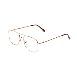Calabria 8151 Square Pilot Metal Reading Glasses +5.00 Gold Men Women Designer Classic Trendy Readers Stylish Chic Eyeglass
