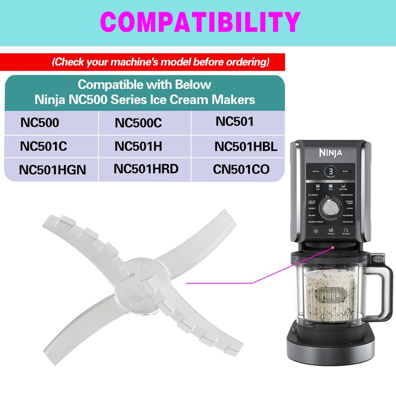 BOSHCHEN Replacement Paddle Compatible with Ninja Creami NC501Series Ice Cream