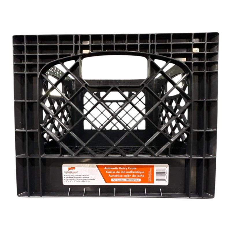 Juggernaut Storage 16QT Heavy-Duty Plastic Square Milk Crate Black