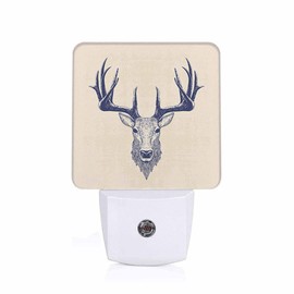 LED Night Light,Beautiful Cartoon Deer Head LED Night Light Plug into Wall with Dusk to Dawn Light Sensor White Energy Efficient Nightlight for Bedroom Bathroom Hallway Living Room Kitchen