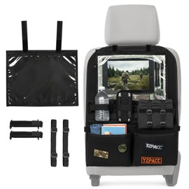 Yzpacc Universal Tactical Patch Display Board Hook & Loop Panel and Tactical MOLLE Seat Organizer for Trucks/SUVs with Holder Straps and Clear-View Pocket
