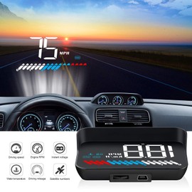 ACECAR Head Up Display Car Universal Dual System 3.5 Inches HUD, Speedometer OBD2 GPS Interface, Speed, Engine RPM, OverSpeed Warning, Mileage Measurement, Water Temperature, GPS Mode for All Vehicle