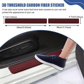 QZTYTY 4PCS Car Door Sill Protector, Car Door Edge Guards, 3D Carbon Fiber Auto Door Entry Edge Guard Protection Trim, Anti-Scratch Car Door Threshold Strips Car Accessories for Vehicles (3D Wine red)