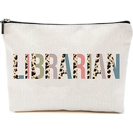 Librarian Cosmetics Bag - Leopard Librarian Makeup Bag - Gifts For Librarian - Librarian Birthday Gift - Cosmetic Travel Pouch Bag