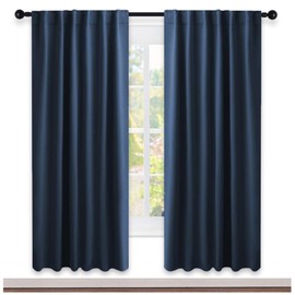 NICETOWN Blackout Curtains for Guest Room - (Navy Color) 52 inches Wide by 72 inches Long, 2 Panels Set, Insulated Room Darkening Window Drapes
