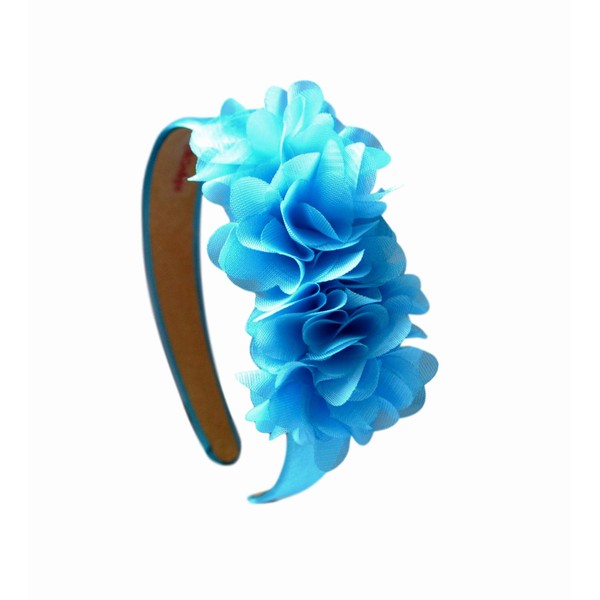 Girls Chiffon Flower Cluster Headband (Turquoise)
