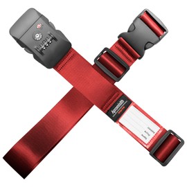 Cross Luggage Strap Belt for 20"-32" Suitcase with TSA Approved 3-Dial Combination Lock Wide Adjustable Packing Straps Travel Accessories, Red