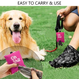 2 Colors Pet Waste Bag Dispenser, Portable Dog Poop Bag Holder for Leash, Dog Waste Bags Container with Metal Clip for Walking, Running or Outdoor Accessory (Pink, Rose Red)