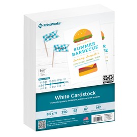 PrintWorks White Cardstock 8.5" x 11" - 67 lb/147 gsm Vellum Bristol - 250 Sheets - Made in the USA - SFI® Certified - 92 Bright - Card Stock Printer Paper for School, Craft, & Office Use (00564)