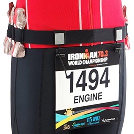 Race Number Belt With Reflective Running Belt and 6 Energy Hoops - Adjustable for Marathon, Cycling, Triathlon