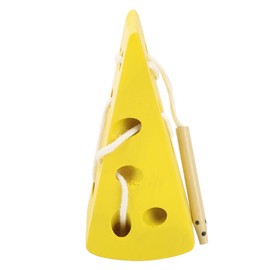 Cheese Threading Lace Up Toy, Wooden Lace-Up Cheese Toy, Portable Health, Developing Hand Eye Coordination for Babies