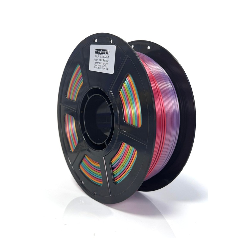 Stronghero3D PLA Rainbow Silk Filament,Multi Color,Net Weight 1kg(2.2lbs) Accuracy +/-0.05mm