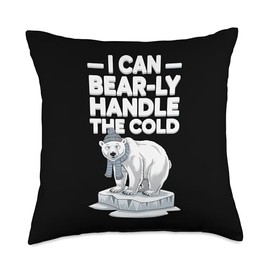 Winter Animal Humor Polar Bear Arctic Cold Weather Comedy Throw Pillow