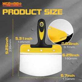 Mgoodoo 2PCS Stainless Steel Bucket Scoop,6.7 inch Curved Contoured Blade Putty Knife for Drywall & Plaster,Rustproof Scraper Tools with Soft-Grip Handle for Clean Paint,Mortar,Putty,etc(Yellow)