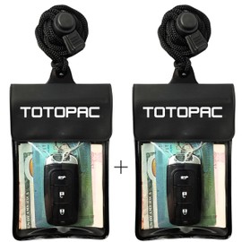 TOTOPAC Waterproof Car Key FOB Pouch Submersible Dry Bag Holder for ID, Credit Cards, Cash, Keys | Swim, Surf, Water Sports Key Case, Floating Wallet for Outdoor Adventures (Black + Black)
