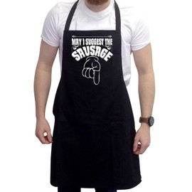 BBQ Aprons for Men - Funny Cooking Apron 100% Cotton, Adjustable Neck Loop with 2 Large Pockets - May I Suggest
