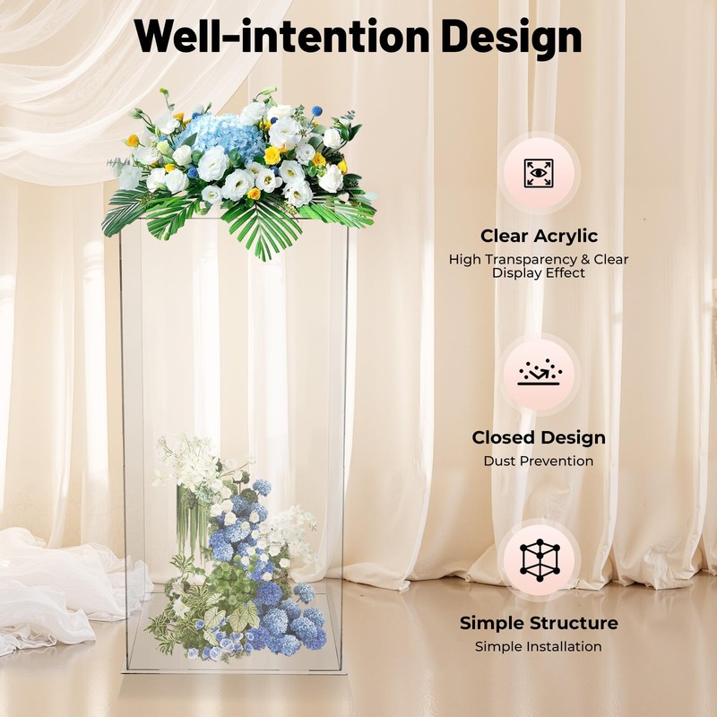 Beuioslyr 24" Clear Acrylic Display Stand, Acrylic Display Box For