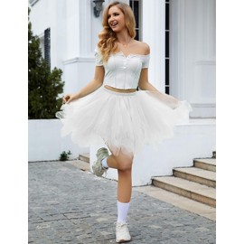 bridesmay Women's Carnival Costume Tulle Skirt 50s Tutu Skirt Short Ballet Underskirt Crinoline Petticoat Tutu, s