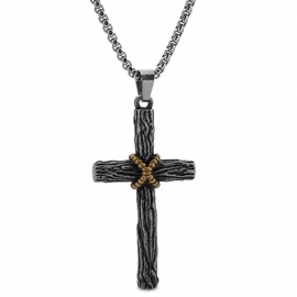 Rustic Cross Pendant Necklace, Stainless Steel Christian Faith Jewelry for Men, Religious Gift for Husband, Boyfriend, Dad