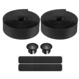 HARFINGTON Bike Handlebar Tape PU EVA Soft Bicycle Bar Tape with End Plugs for Road Cycling Folding Bicycles Enhance Bike Grip, Black