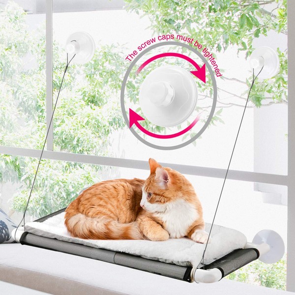Cat Window Perch, Cat Hammock Window Seat w/Free Fleece Blanket