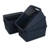 Sandmovie Plastic Weave Storage Baskets for Kitchen Bathroom, Navy Blue,