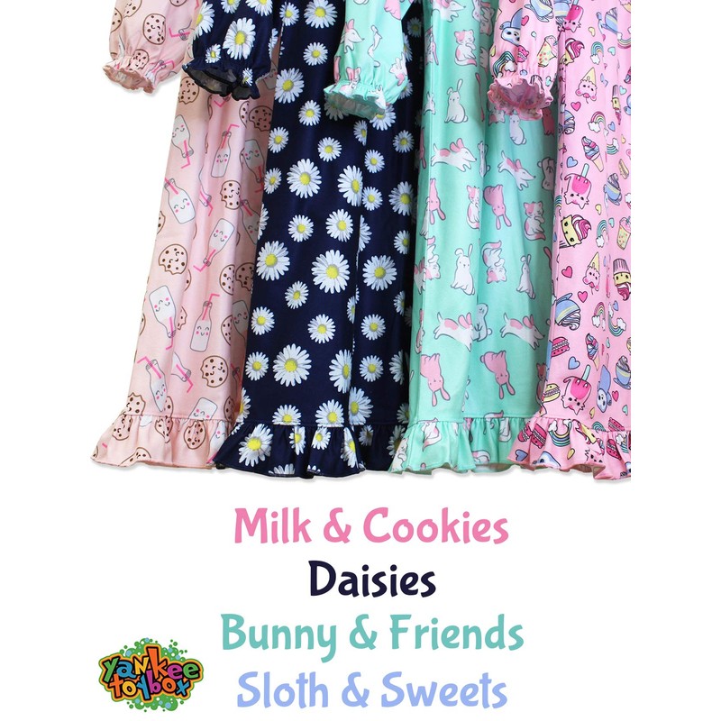 Komar Kids Milk & Cookies Flannel Big Girls Granny Gown
