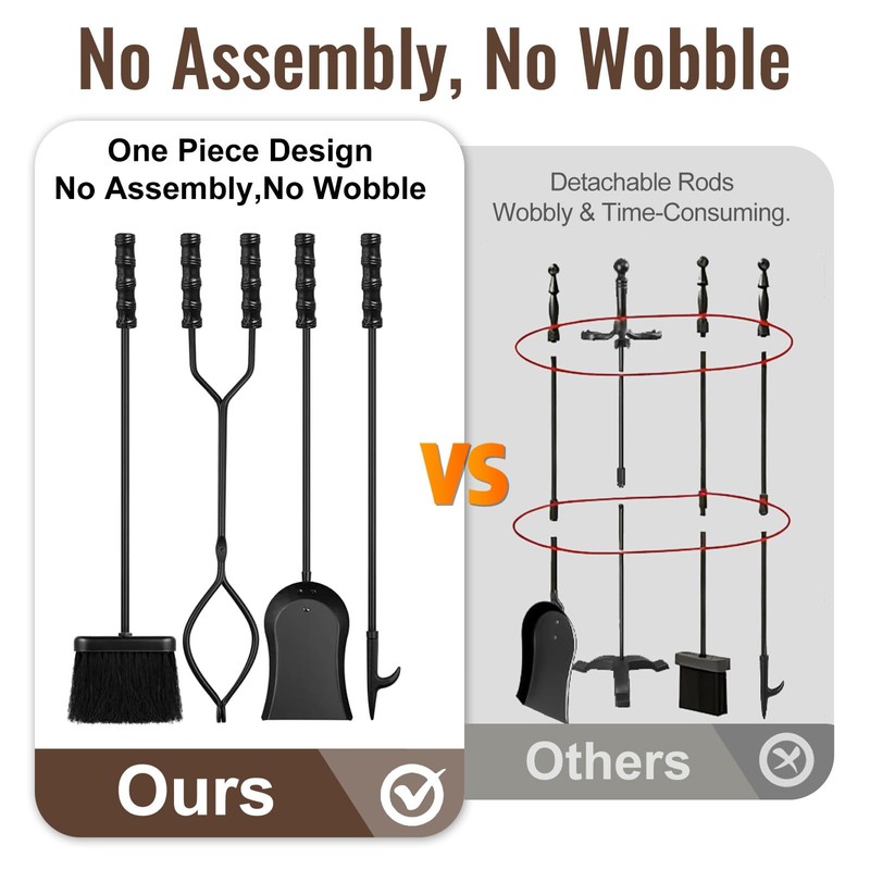AMAGABELI GARDEN & HOME 5 Pieces Fireplace Tools Sets Wrought