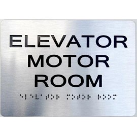 BUILDINGSIGNS.COM Elevator Motor Room Sign With Braille and Raised Letters (Aluminu..REF2