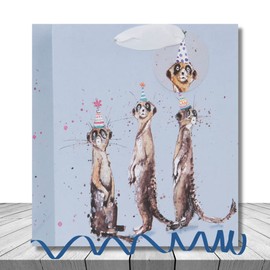Glick Luxury Medium Meerkats Gift Bag, for Birthdays and Other Celebrations, 200x225x100mm, Multi-Colour