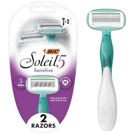 BIC Soleil Sensitive Advanced - Navaja desechable para mujer, 5 hojas, 2 unidades, para un afeitado suave y impecable