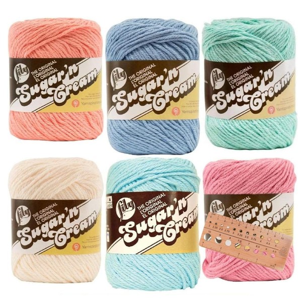 Variety Assortment Lily Sugar 'n Cream Yarn Bundle 100% Cotton