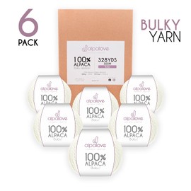 ALPALOVE Bulky Set (6 x 1.75 oz) Super Soft Baby Alpaca Knitting Yarn Ecru 328 Yards