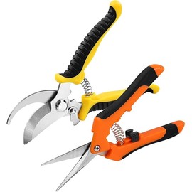 2 Pack Pruning Shears, Garden Shears, Stainless Steel Pruning Shears for Gardening, Garden Clippers, Gardening Tools Scissors with Soft Grip Handle