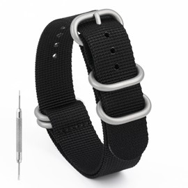 watchdives Military Nylon Watch Straps, 18 mm, 20 mm, 22 mm, Canvas Strap, Replacement, One-Piece Watch Strap, Sports for Men and Women, 4 Colours Available, Nylon